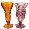 Art Deco Bohemian Purple and Amber Vases in Pressed Glass, 1930s, Set of 2, Image 1