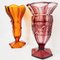 Art Deco Bohemian Purple and Amber Vases in Pressed Glass, 1930s, Set of 2 2