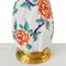 Vintage Tischlampe aus Messing & Porzellan mit Blumenmuster 7