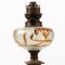 Art Nouveau Gilded Bronze & Painted Glass Oil Lamp, Early 20th Century 2