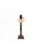 Jugendstil Öllampe aus Vergoldeter Bronze & Bemaltem Glas, Frühes 20. Jh. 3
