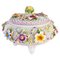Retikulierte Schale aus feinem Porzellan mit floralem Dekor und Deckel 1