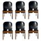 Black Leather 121 Chairs attributed to Tobia Scarpa for Cassina, Italy, 1967, Set of 6 1