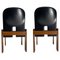 Black Leather Model 121 Chairs attributed to Tobia Scarpa for Cassina, Italy, 1967, Set of 2 1