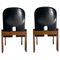 Set of Black Leather Model 121 Chairs attributed to Tobia Scarpa for Cassina, Italy, 1967, Image 1