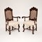 Victorian Armchairs in Carved Walnut, 1880, Set of 2 1