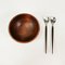 Mid-Century Bowl and Salad Spoons in Teak, 1960s, Set of 3, Image 3
