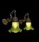 Jugendstil Messing Wandlampen mit Grünem Glasschirm, 1940er, 2er Set 7