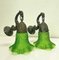Art Nouveau Brass Wall Lamps with Green Glass Shades, 1940s, Set of 2 16