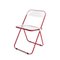 Red and Clear Acrylic Glass Plia Folding Chairs by Piretti for Castelli, Italy, 1970s, Set of 4 4