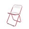 Red and Clear Acrylic Glass Plia Folding Chairs by Piretti for Castelli, Italy, 1970s, Set of 4, Image 4