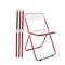 Red and Clear Acrylic Glass Plia Folding Chairs by Piretti for Castelli, Italy, 1970s, Set of 4 1