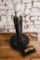 Lámpara de mesa vintage de cuero genuino, años 60, Imagen 6