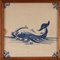 Barocke gerahmte Sea Creatures Monsters Fliesen in Blau und Weiß, 17. Jh. von Royal Delft, 4 9
