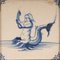 17th Century Baroque Tiles Framed Mermaids Sea Creatures Monsters Tiles in Blue and White from Royal Delft, Set of 4 2