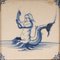 Barocke Fliesen, 17. Jh. Gerahmte Meerjungfrauen Sea Creatures Monsters Fliesen in Blau und Weiß von Royal Delft, 4 2
