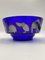 Blaue Glasschale mit Tiermotiven in Silber von Marco Susani & Elisabeth Vidal für Sottsass Associati, Italien, 1990er 1