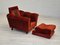 Fauteuil Relax en Velours Marron-Rouge, Danemark, 1980s 21