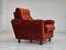 Danish Relax Armchair in Brown-Red Velour, 1980s 4