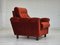 Danish Relax Armchair in Brown-Red Velour, 1980s, Image 4