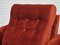Butaca Relax danesa de terciopelo marrón y rojo, años 80, Imagen 15