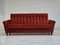 Danish 3 Seater Sofa in Brown-Red Velour, 1980s, Image 1