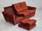 Danish 3 Seater Sofa in Brown-Red Velour, 1980s 14