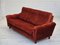 Danish 3 Seater Sofa in Brown-Red Velour, 1980s, Image 13