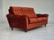 Danish 3 Seater Sofa in Brown-Red Velour, 1980s 2