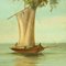Paisaje costero con figuras y barcos, óleo sobre lienzo, enmarcado, Imagen 4