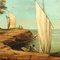 Paesaggio costiero con figure e barche, Olio su tela, con cornice, Immagine 3