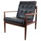 Model 118 Armchair in Teak and Black Leather by Grete Jalk, 1960s 1