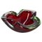 Large Murano Glass Red-Green Bowl Element Shell Ashtray Murano, Italy, 1970s 1