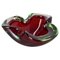 Large Murano Glass Red-Green Bowl Element Shell Ashtray Murano, Italy, 1970s, Image 1