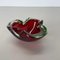 Cuenco Element Shell de cristal de Murano grande en rojo y verde, Italia, años 70, Imagen 3