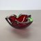 Large Murano Glass Red-Green Bowl Element Shell Ashtray Murano, Italy, 1970s 12