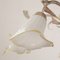Lámpara de araña colgante con 5 luces de cristal de Murano blanco y estructura de latón hecha a mano, Italia, años 80, Imagen 10