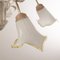 Lampadario a sospensione a 5 luci in vetro di Murano bianco e struttura in ottone fatto a mano, Italia, anni '80, Immagine 11