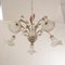 Suspension Chandelier with 5 Lights in White Murano Glass & Handmade Brass Structure, Italy, 1980s 5