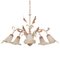 Suspension Chandelier with 5 Lights in White Murano Glass & Handmade Brass Structure, Italy, 1980s, Image 1