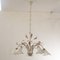 Suspension Chandelier with 5 Lights in White Murano Glass & Handmade Brass Structure, Italy, 1980s 2