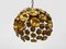 Lampada a sospensione in metallo dorato con foglia d'oro, Italia, anni '70, Immagine 5