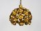 Lampada a sospensione in metallo dorato con foglia d'oro, Italia, anni '70, Immagine 3