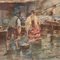 View of the Market by the Sea, 1960, Oil on Canvas, Framed 4