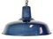 Lámpara colgante italiana industrial esmaltada en azul oscuro, años 60, Imagen 1