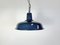 Lámpara colgante italiana industrial esmaltada en azul oscuro, años 60, Imagen 2