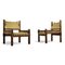 Mahogany and Woven Palm Fiber Armchairs, 1960s, Set of 2 1