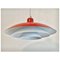 Vintage Scandinavian Pendant Lamp in Red and White, 1980s, Image 2