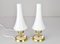 Midcentury Scandinavian Brass and Opaline Table Lamps, Set of 2 3