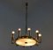 Lustre Rond Style Art Déco à 10 Lampes en Métal Verni, Italie, 1950s 5